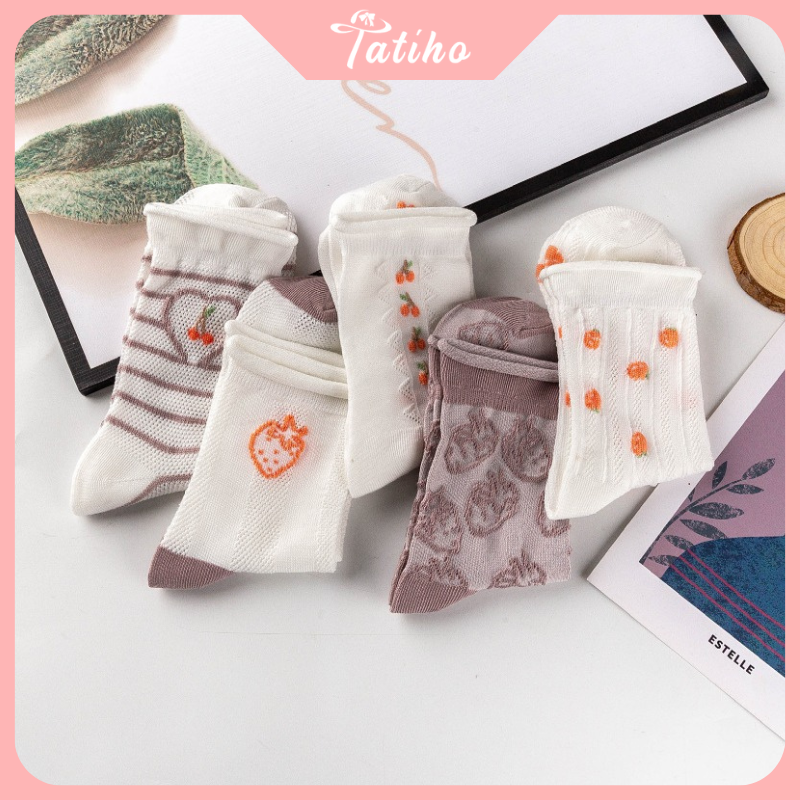 Vớ tất unisex cổ cao nam nữ chất cotton mềm mịn họa tiết phối dễ thương tone tím trắng phong cách Hàn Quốc - Mã TV007