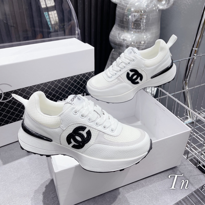 Giày Thể Thao Chnel Trắng Đế Bằng Hàng Fullbox - CERIHOUSE
