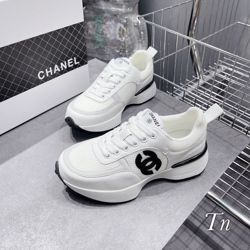 Giày Thể Thao Chnel Trắng Đế Bằng Hàng Fullbox - CERIHOUSE