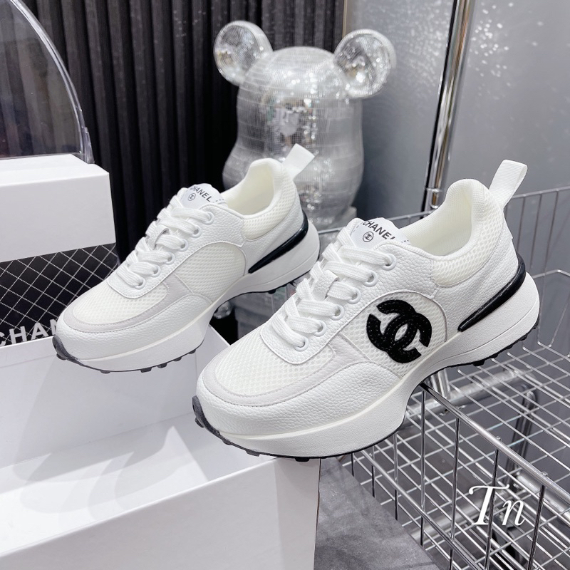 Giày Thể Thao Chnel Trắng Đế Bằng Hàng Fullbox - CERIHOUSE