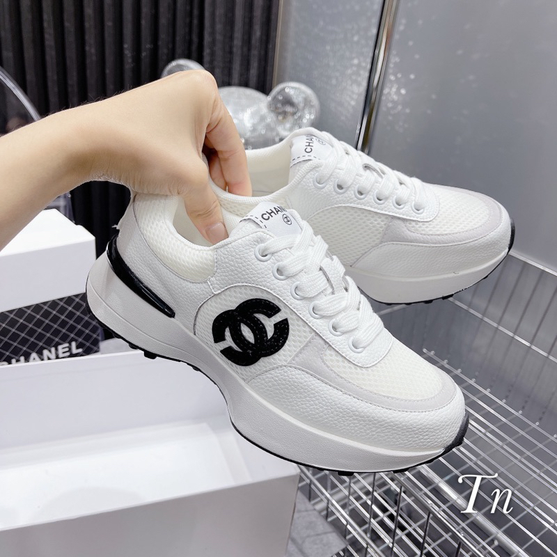 Giày Thể Thao Chnel Trắng Đế Bằng Hàng Fullbox - CERIHOUSE