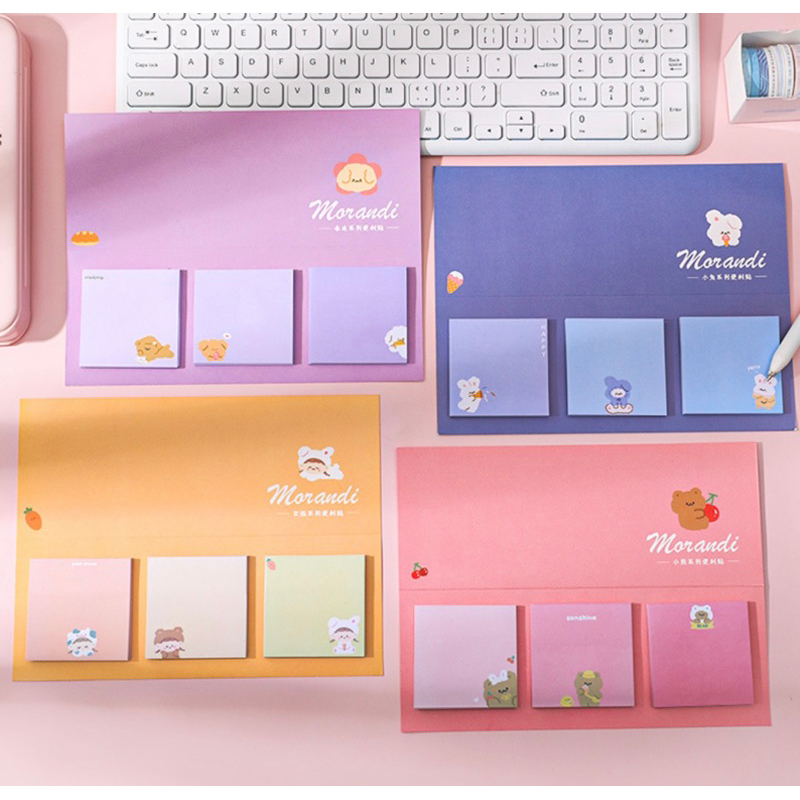 Bộ 3 sấp giấy note hoạt hình có thể gấp gọn thành bộ lịch