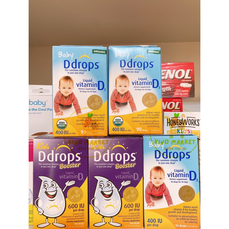 2026 Vitamin D3 Baby DDrops Mỹ 400iu / 600 iu cho bé 0 tháng - 90 giọt - hàng Mỹ Air