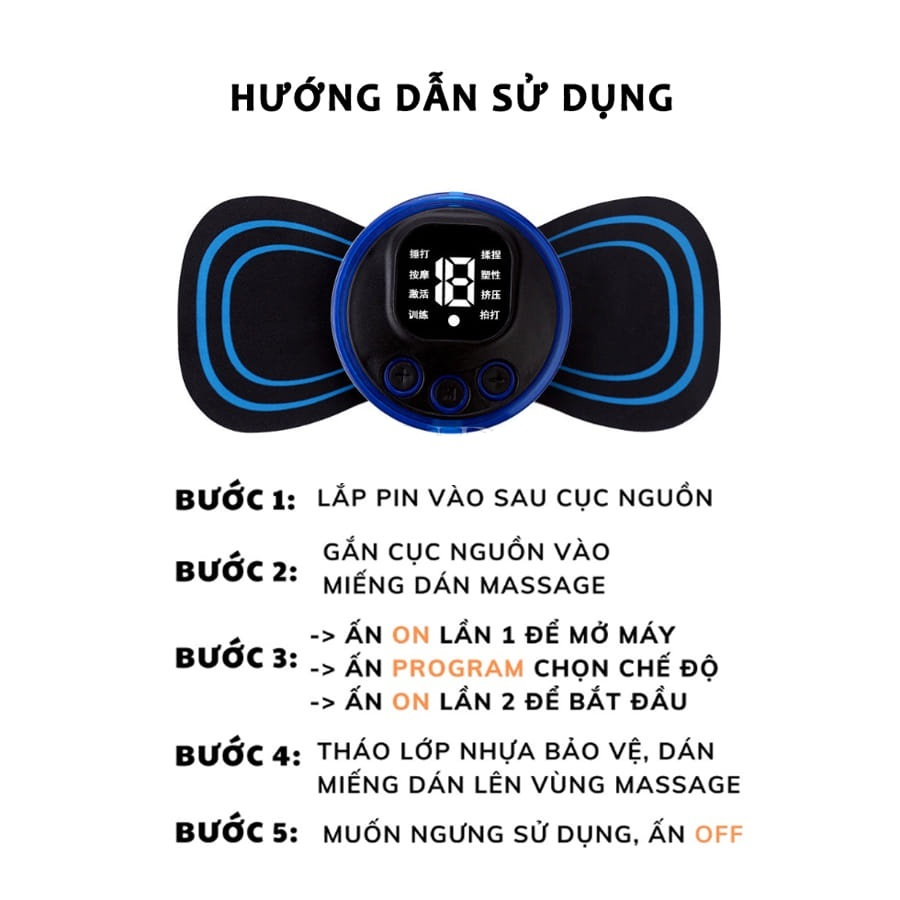 Máy Massage Xung Điện Nhỏ Gọn Pin 200mAH