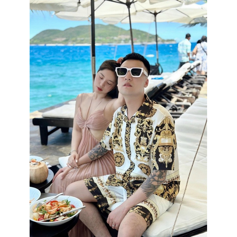 Bộ lụa nam cao cấp , bộ pijama đôi, bộ đi biển, bộ mặc đôi