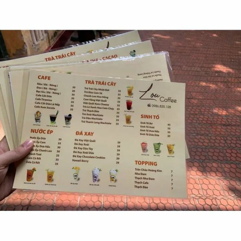 GIÁ SIÊU RẺ Menu A4 in màu  ép Plastic sản xuất trực tiếp tại xưởng