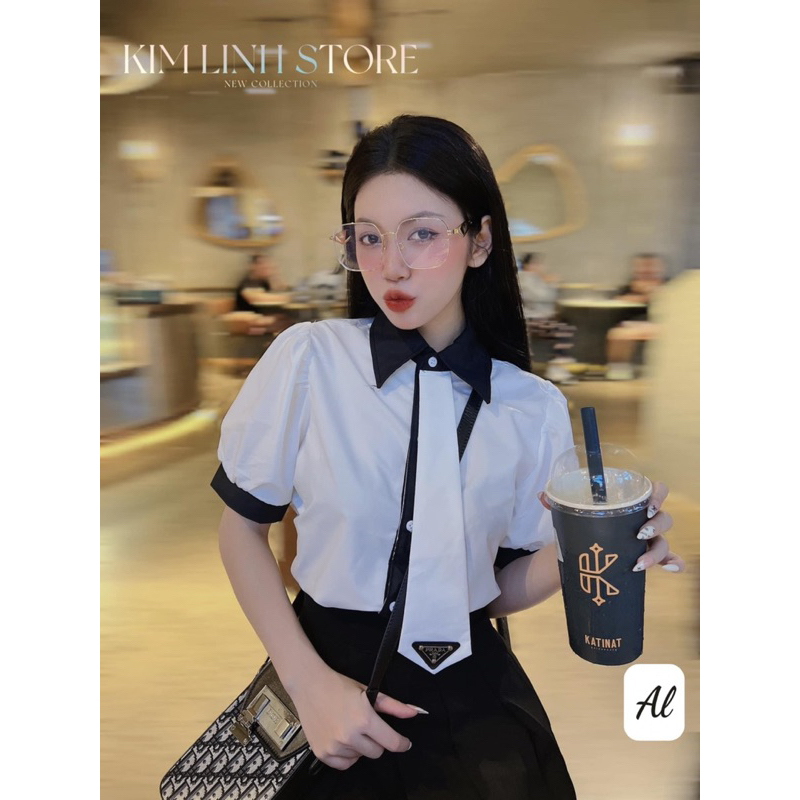 Sét áo váy phối cà vạt năng động trẻ trung