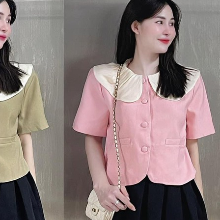Sơ mi cộc tay cổ bèo cánh hoa siêu xinh dành cho nàng_23157