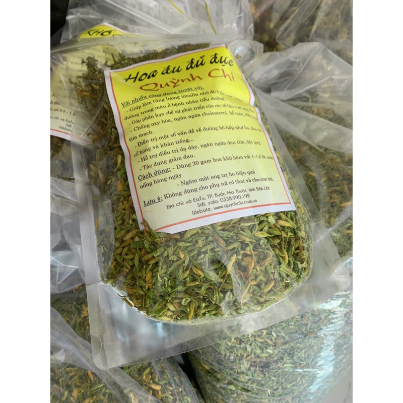 Hoa đu đủ đực sấy khô mỗi bịch 500 gam hàng xanh, đẹp, thơm.