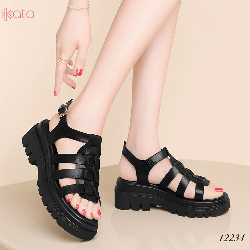 Dép sandal khóa cài nữ mùa hè đế bằng 12233