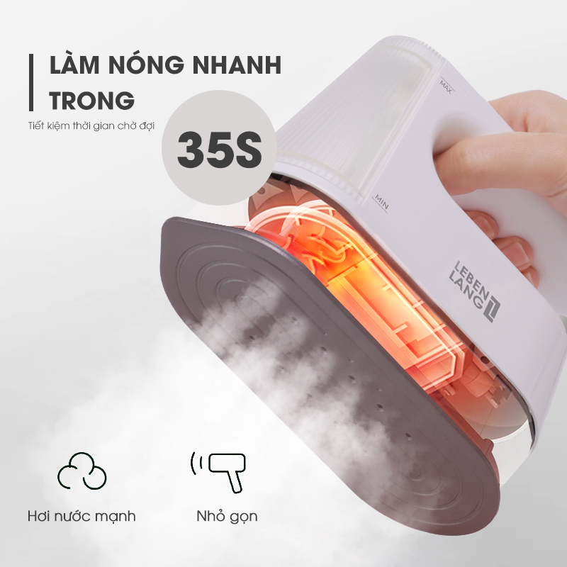 Bàn là hơi nước LEBENLANG LBL5287, mặt là phủ gốm, làm nóng nhanh trong 35s, bảo hành 2 năm – hàng chính hãng