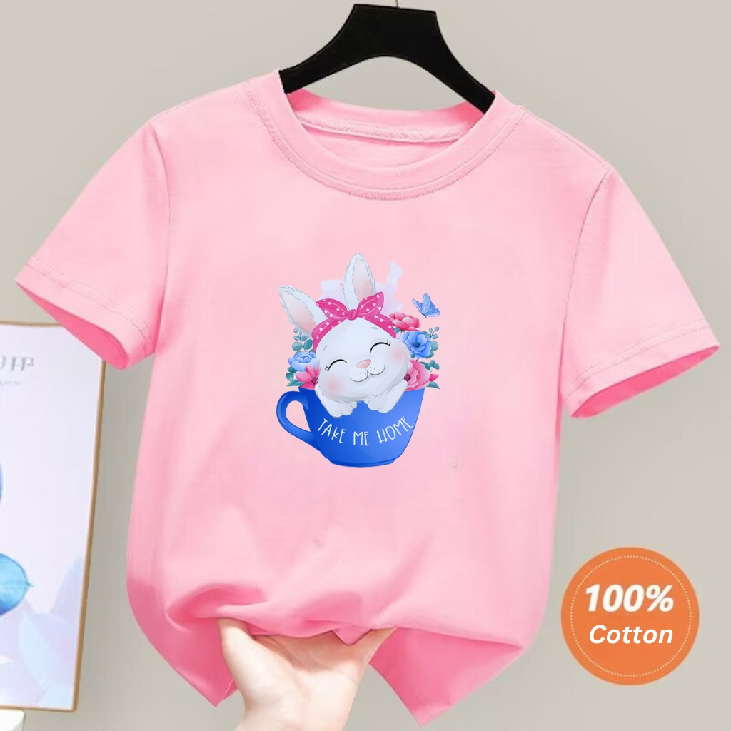 Áo thun cộc tay cho bé trai bé gái BEDDEP KIDS CLOTHES hình thỏ đáng yêu basic từ 10-30kg hàng chính hãng