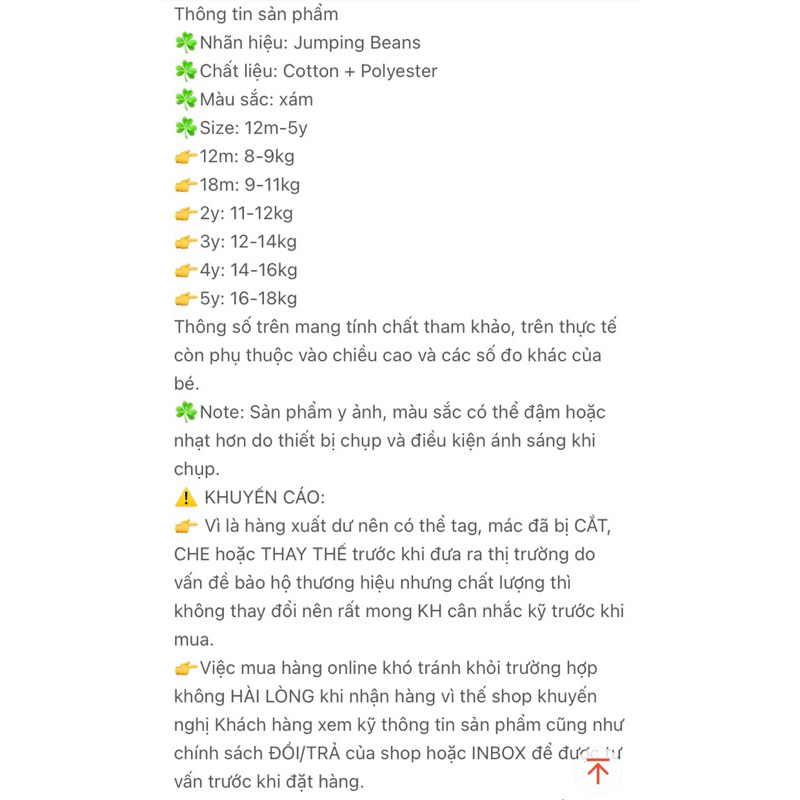 Quần short bé gái Jumping bean 8-20kg