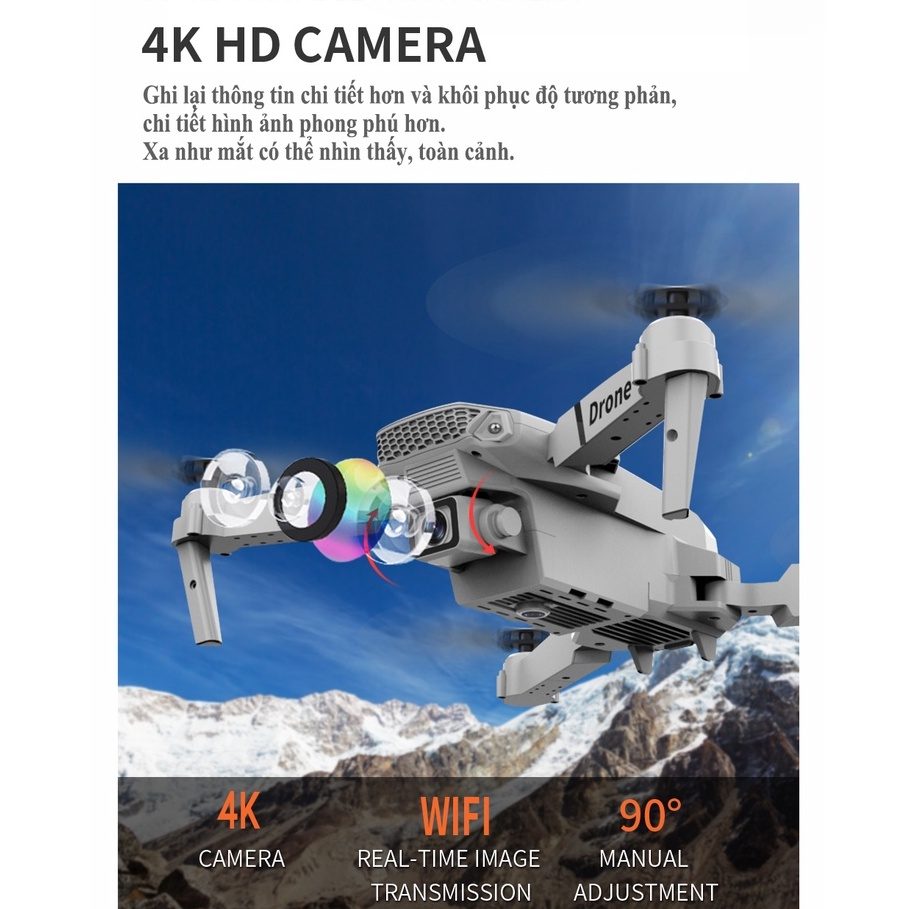 Máy Bay Điều Khiển Từ Xa Flycam E88 Camera Quadcopter UAV Với Bản Nâng Cấp | BigBuy360 - bigbuy360.vn