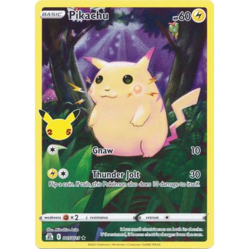 Thẻ Pokemon Pikachu - 25/5 - Full Art Holo Hiếm kỷ niệm độc thân