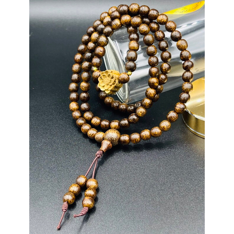 Chuỗi Trầm hương Tn 108 hạt 6-8 ly đẹp thơm thanh tịnh mix Sen và bi Au v. àng 10kara chuẩn đẹp tặng hộp