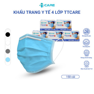 Combo 5 hộp Khẩu trang y tế 4 lớp kháng khuẩn TTCare khẩu trang cao cấp chống bụi tiêu chuẩn Bộ Y Tế