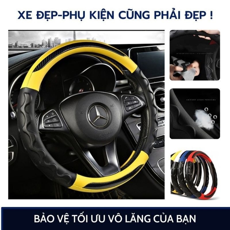 Bọc vô lăng ô tô size 38cm,40cm, 42cm cao cấp Vân Rồng cuộn Êm, đàn hồi, thoáng khí, chắc tay cầm, thấm hút mồ hôi tốt