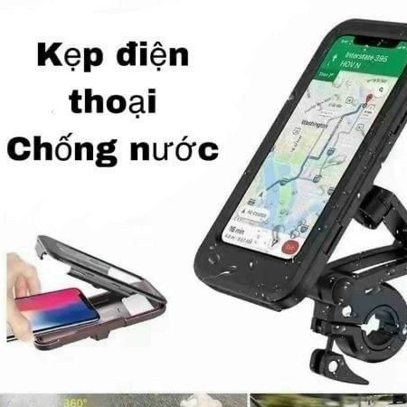 Giá đỡ Kẹp điện thoại xe Máy xe Đạp chống thấm nước,chắc chắn thỏa sức giã ngoại  điều chỉnh xoay 360  Cảm ỨNG
