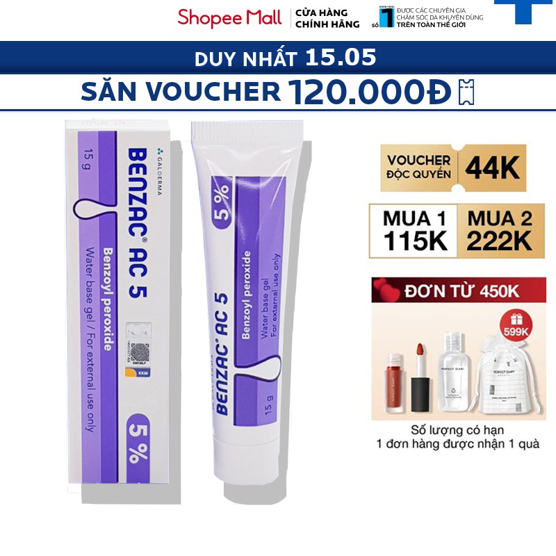 Kem ngừa mụn Benzac AC 5% Benzoyl Peroxide - Galderma