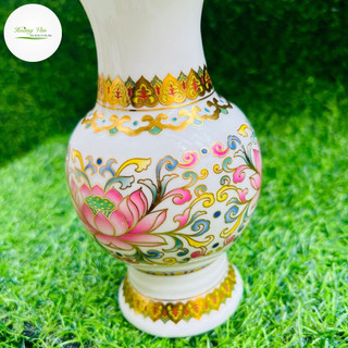 Bình hoa thờ cúng gốm sứ Hoa sen đỏ