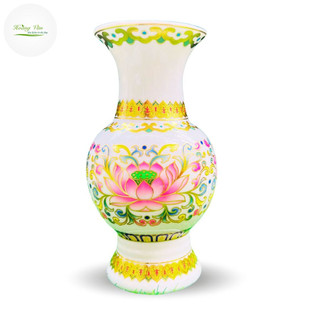 Bình hoa thờ cúng gốm sứ Hoa sen đỏ