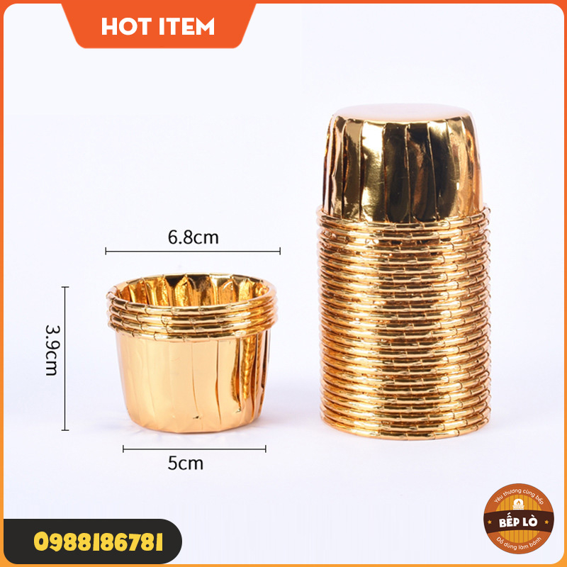 Cup giấy nhôm tròn chịu nhiệt nướng bánh bông lan bánh Muffin tiện dụng HÀNG MỚI VỀ - set 50 cup