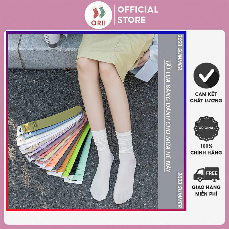 Tất vớ nữ cao cổ dài trắng dễ thương hàn quốc đẹp ORII chân thấp nhún đủ màu trơn đen, đỏ, vàng, xám, xanh