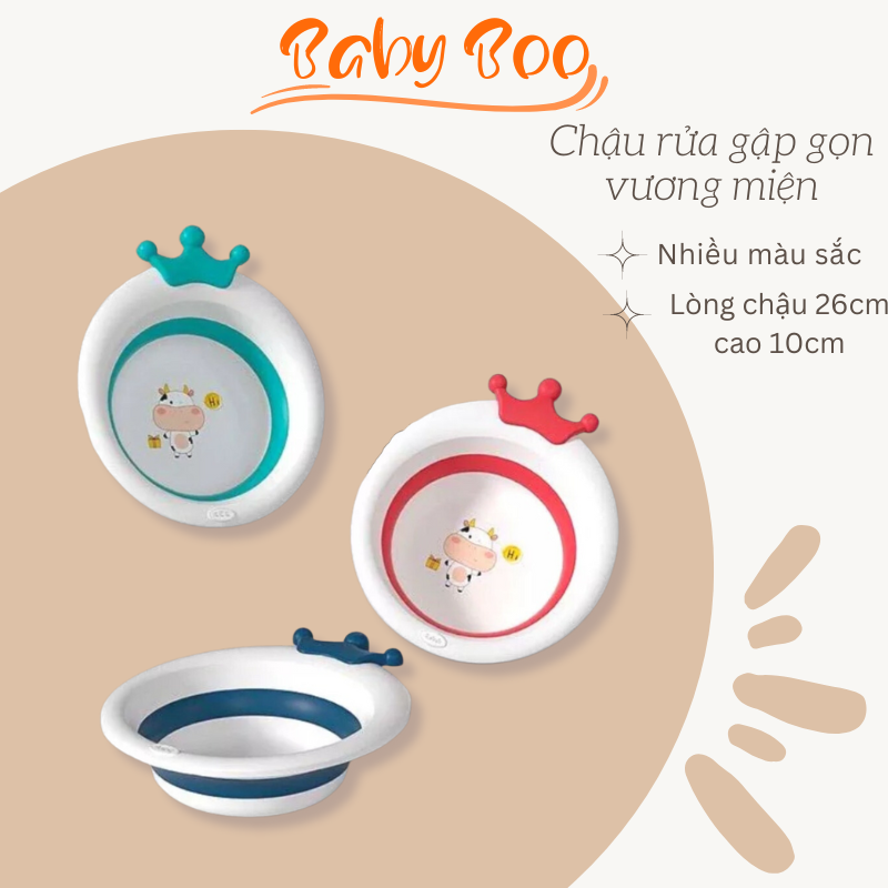 Chậu rửa gập gọn, chậu đa năng silicon tiện lợi hình vương miện cho bé Babyboo