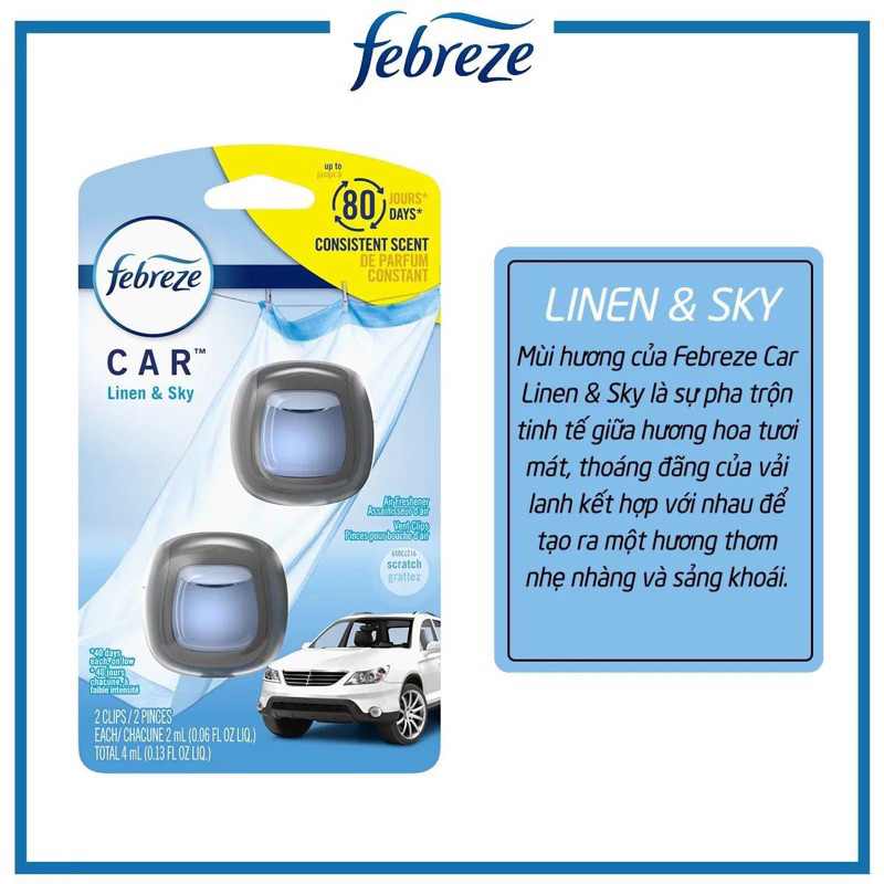Nước hoa ô tô cao cấp Febreze, tinh dầu tự nhiên, mùi hương sang trọng