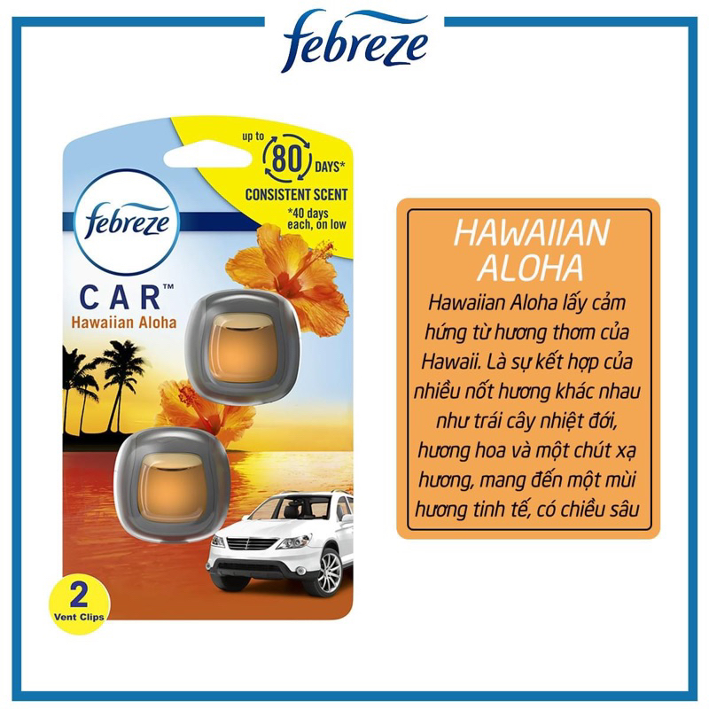 Nước hoa ô tô cao cấp Febreze, tinh dầu tự nhiên, mùi hương sang trọng