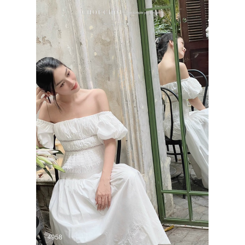 ĐẦM MAXI ĐUÔI CÁ CỔ U