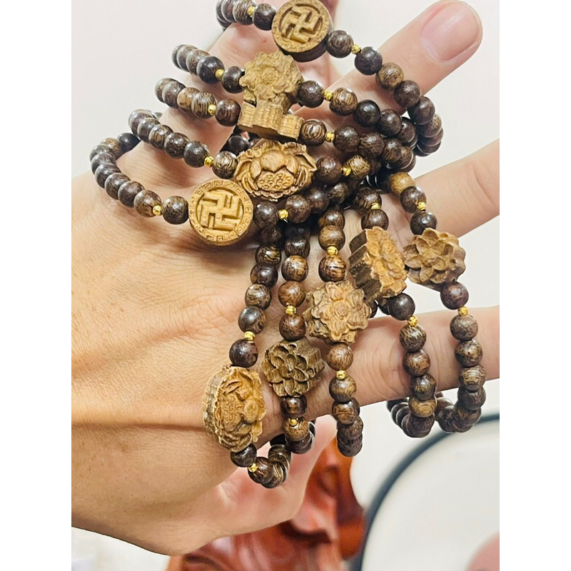 Lắc trầm tốc 6-8 ly mix biv. àng Au 10 kara và đa dạng charm theo yêu cầu tặng hộp bảo quản