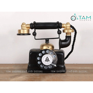 Mô hình điện thoại quay số tay cầm rời màu đen cổ điển MHVT-Đ.TH-02