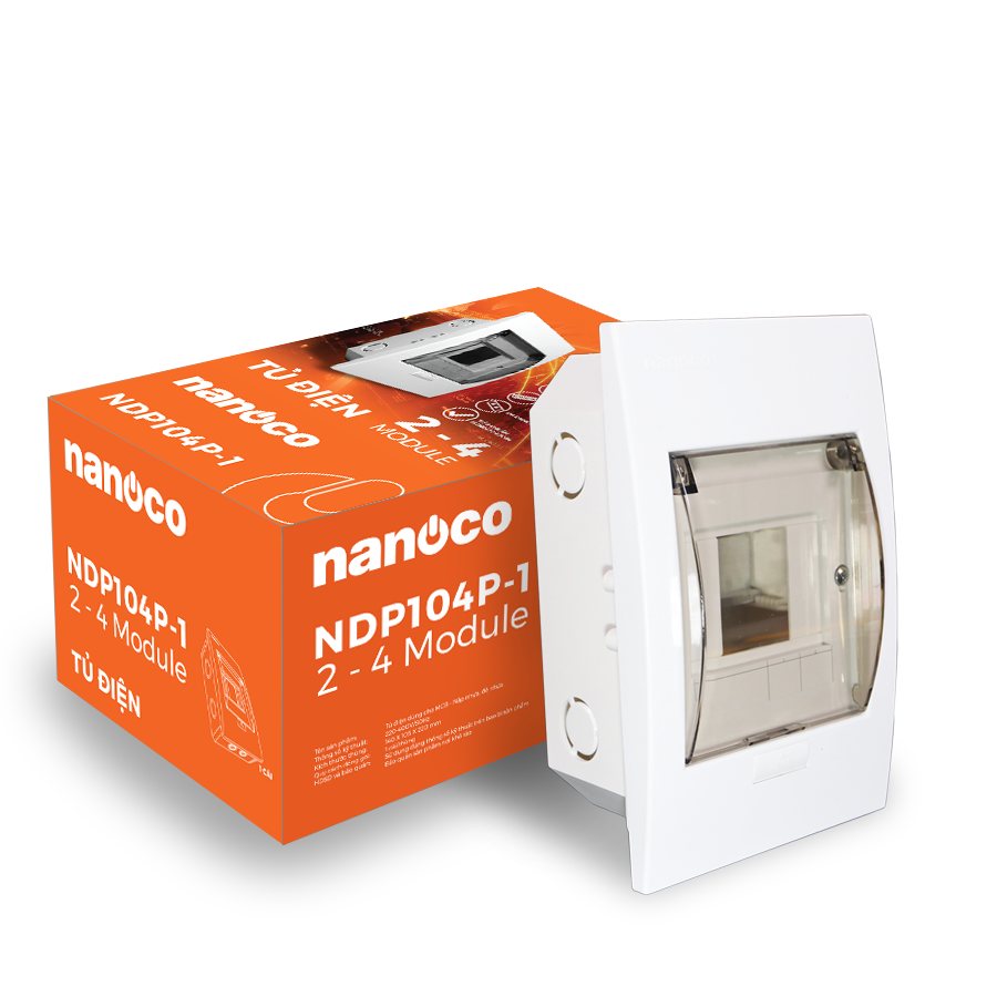 Tủ điện âm tường Nanoco model NDP104P-1/ NDP108P-1 (mặt nhựa đế nhựa)