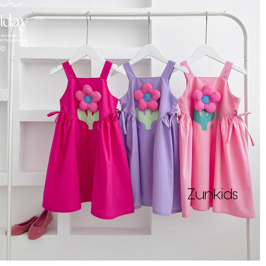 [ZUNKids] Váy 2 dây bản đính hoa