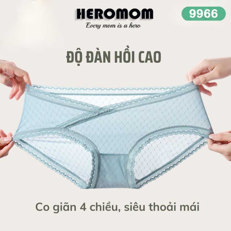 Quần lót bầu và sau sinh cạp chéo chất LỤA BĂNG thông hơi kháng khuẩn Bigsize HEROMOM