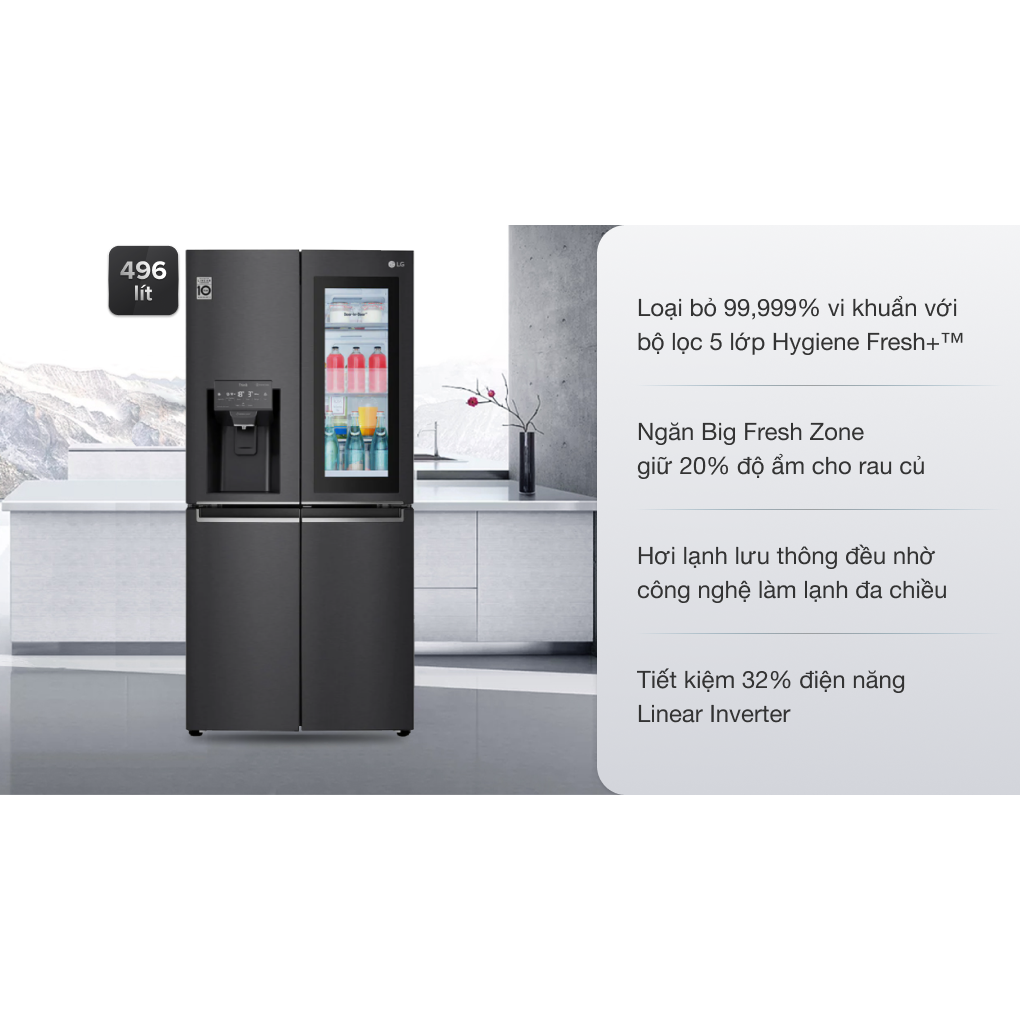 Tủ lạnh LG Inverter 496 lít GR-X22MB model 2021- Điện Máy Kho Rẻ