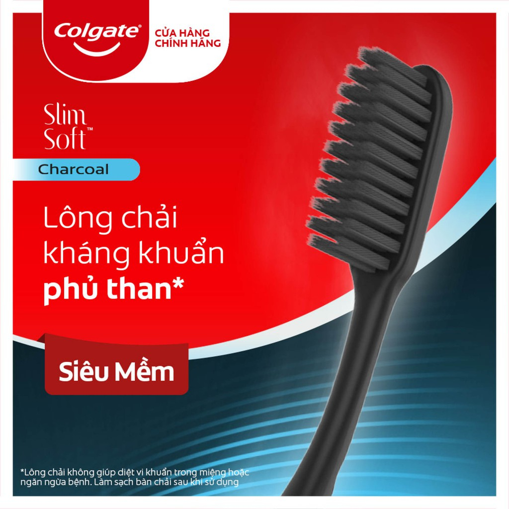 [HB Gift] Bộ đôi bàn chải đánh răng Colgate than hoạt tính kháng khuẩn SlimSoft Charcoal mềm mảnh