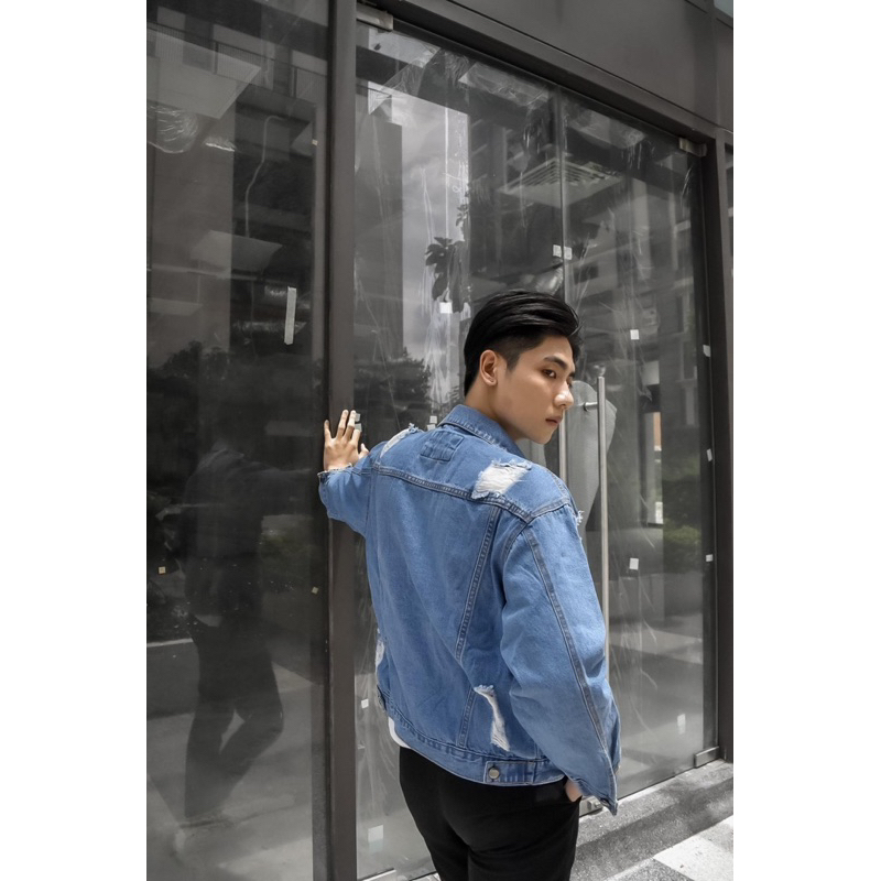 Áo Khoác Jean Rách Unisex nam nữ phong cách ulzzang. Có 6 túi túi trong cao cấp
