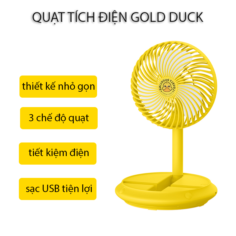 Quạt tich điện con vịt vàng Tặng dâu sạc Lỗi 1 đổi 1 trong 10 ngày Bảo hành 3 tháng