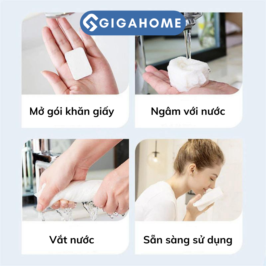 Túi 20 Khăn Giấy Nén Lau Mặt Dạng Viên Kẹo Dùng 1 Lần Tiện Lợi Mang Đi Du Lịch GIGAHOME 10925