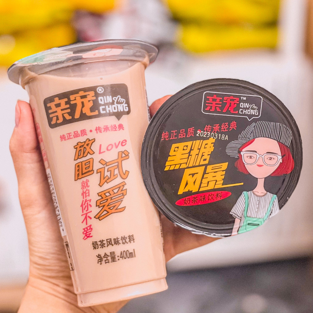 Trà sữa pha sẵn có thạch pudding 8 vị QINCHONG Hongkong ly 400ml