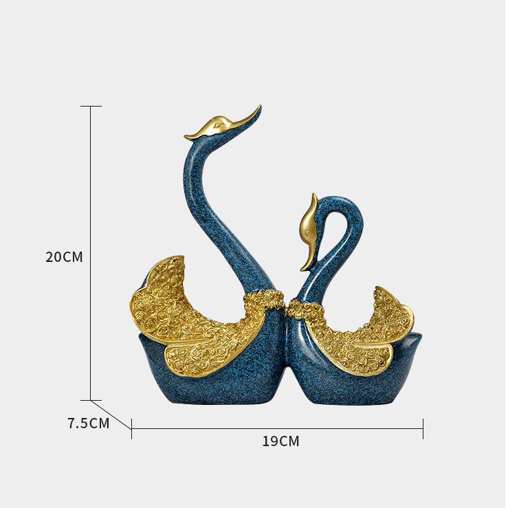 Tượng để kê bàn trang trí đôi thiên nga trắng vàng