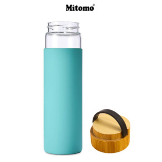 Chai thủy tinh cao cấp bọc silicon Mitomo 500ml đựng nước lọc, nước detox, nước trái cây - Hàng chính hãng