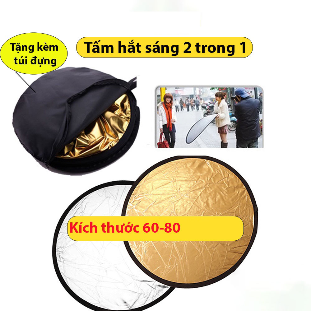 Tấm Hắt Sáng 2in1 Tròn, Miếng Hắt Sáng 2 Trong 1 Chụp Ảnh Chuyên Nghiệp