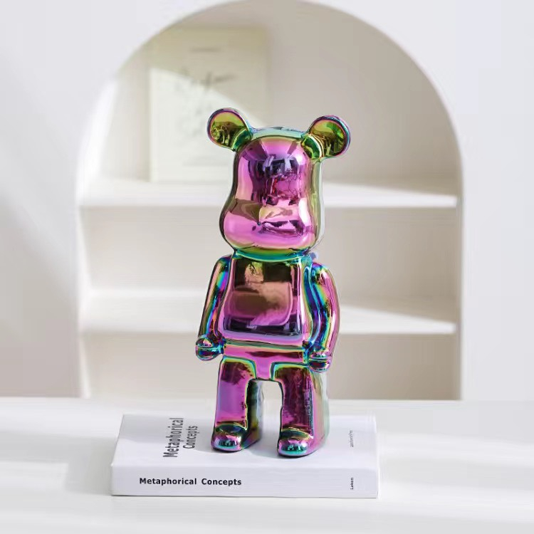 Tượng Bearbrick Cao Cấp, Ống Heo Gấu Bearbrick Mạ Tĩnh Điện Trang Trí Decor