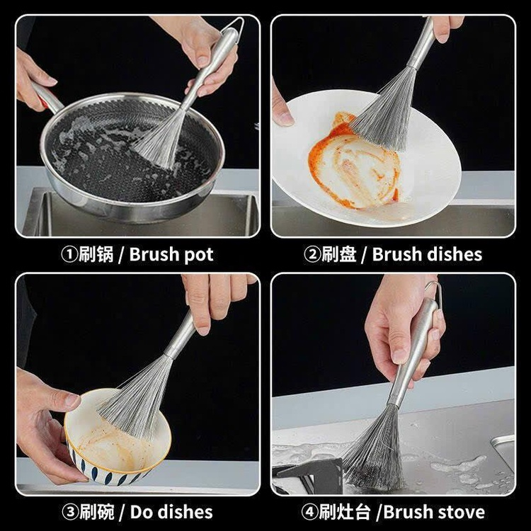 Bàn Chải Chà Xoong Nồi Inox 304 Sợi Thép Siêu Bền Đa Năng