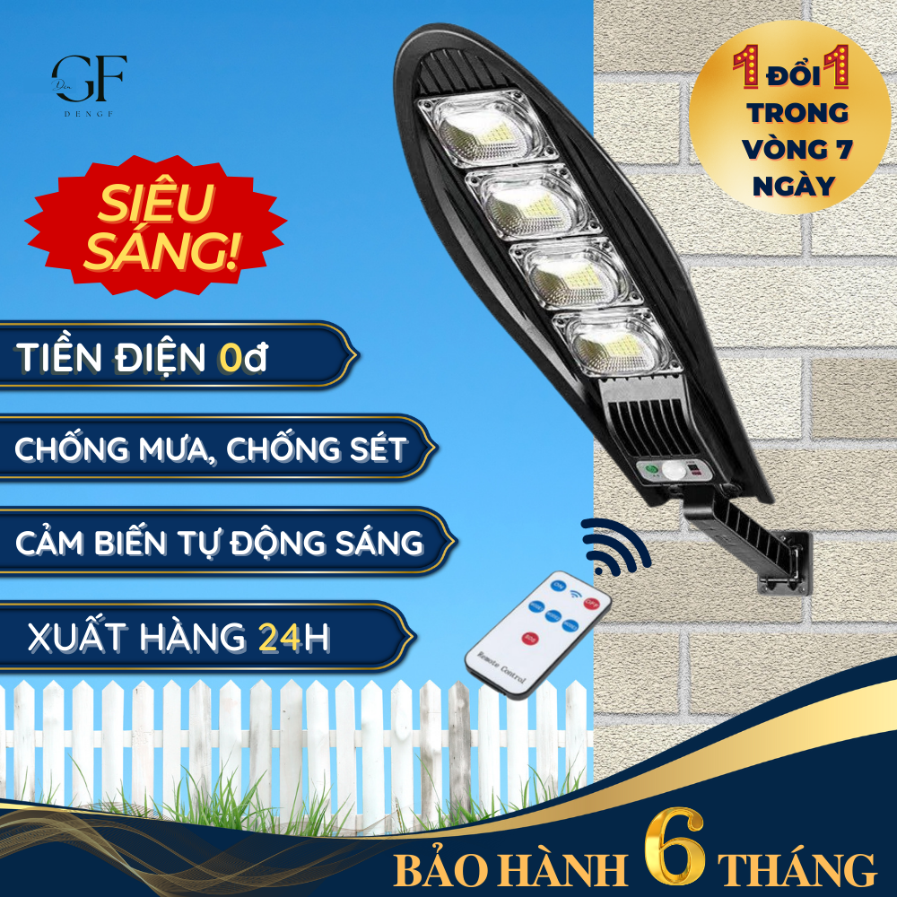 Đèn đường năng lượng mặt trời, đèn cảm biến cơ thể người 60w-80w kèm điều khiển từ xa siêu sáng tiết kiệm điện năng