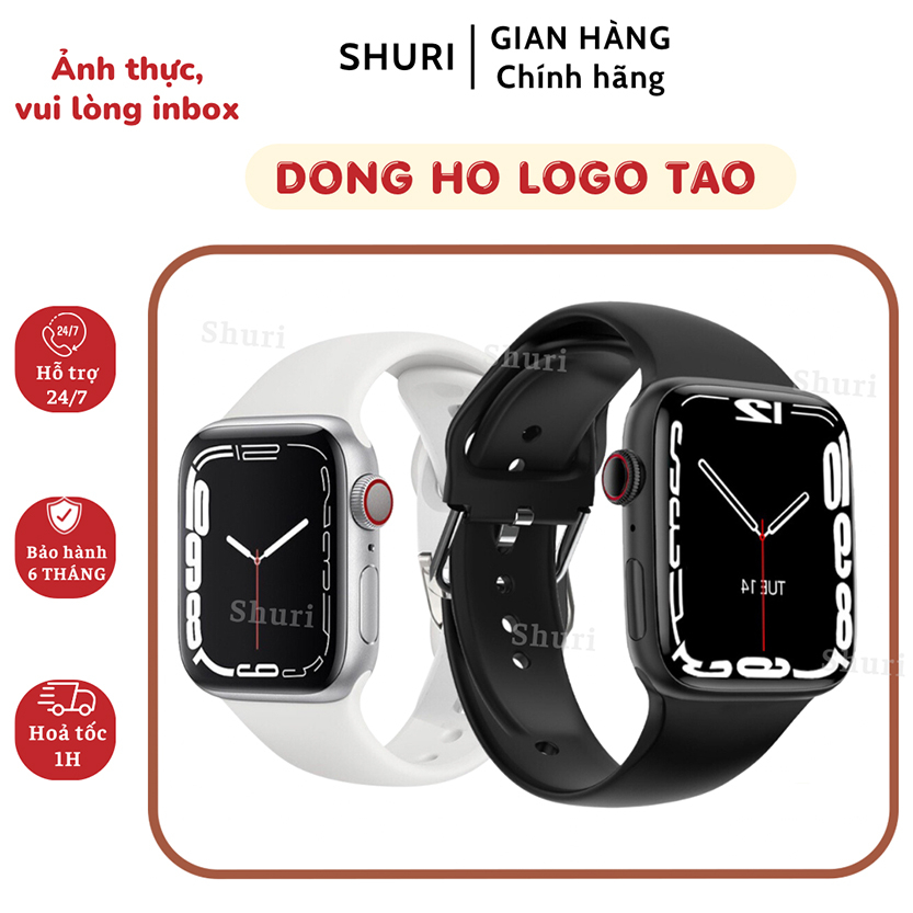 Đồng Hồ Thông Minh Logo Táo Thế Hệ 7 Cao Cấp Thay Ảnh Tuỳ Ý - Nghe Gọi Bluetooth